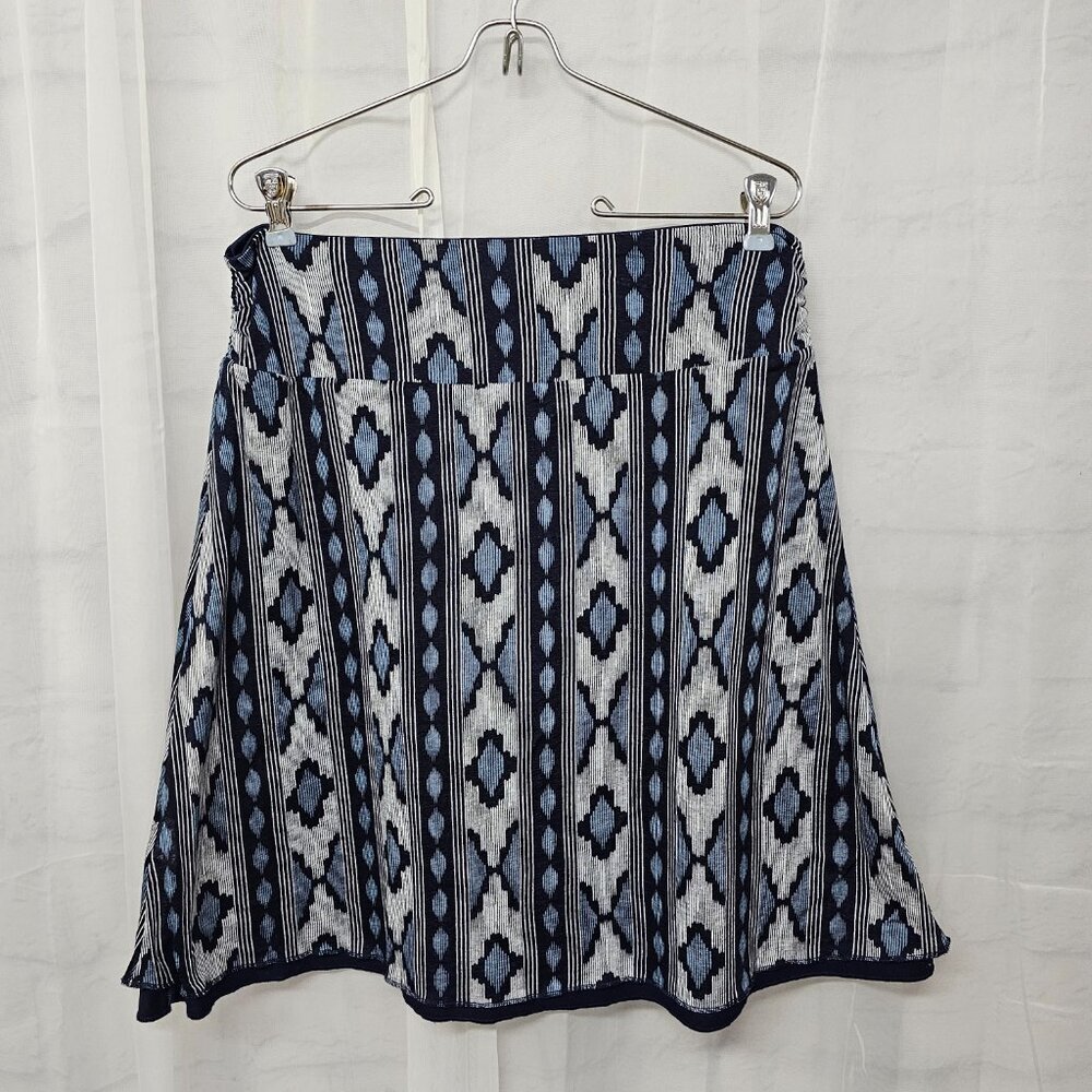 Blue Aztec A-line Jersey Skirt Reversible Southwestern Boho 34" Waist - Picture 8 of 9